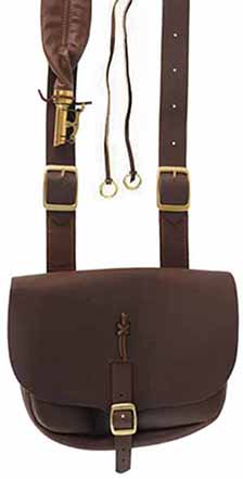 Gentlemen's fowler bag, fine leather, 8" by 11", with English shot snake